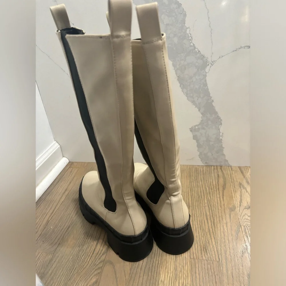 Nasty Gal Tan Platform Chunky Boots size 7